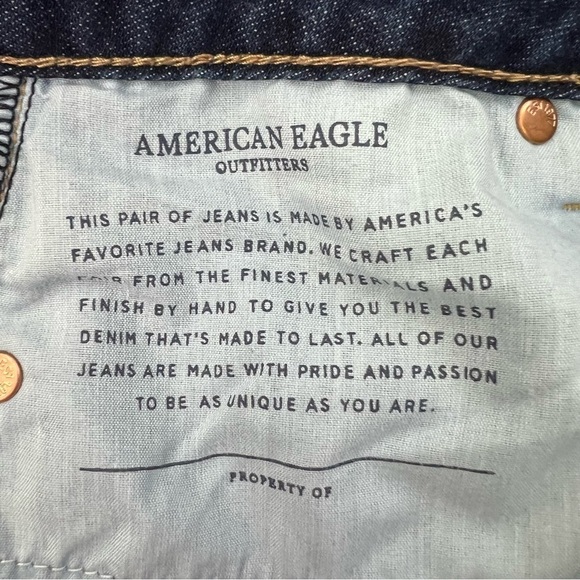 American Eagle Outfitters Womens Blue Jeans Sz 4 Tomgirl Button Fly Distress/Rip - Picture 6 of 15